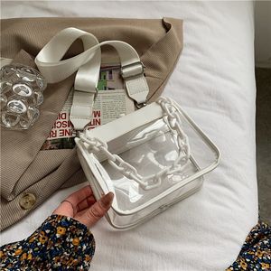 Axelväskor Designer Mode Transparent Väska Kvinna Sommar 2022 Trendig Nisch Portable Pu Jelly Chain Messenger Totes