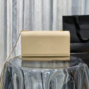 Diseñadores de lujo, bolso de cadena de caviar de piel de becerro beige, monederos pequeños de calidad superior, billetera kate, bolsos cruzados de moda de cuero genuino para mujer con caja de 24 cm