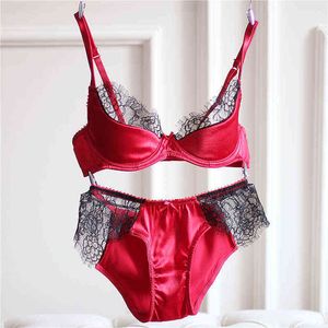 NXY sexy set Lingerie Underwear Bras Lace Cups Thin Set Ajusted Pink Black Red Brassiere Panties For Elegant Women 1128