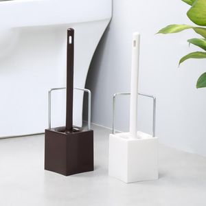 Toilet Brushes & Holders Standing Brush And Holder Set Bathroom Accessories Square White Stainless-Steel Handle Clean