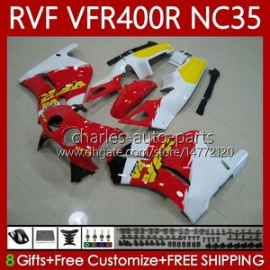 هيكل السيارة لهوندا RVF VFR 400 RVF400 R 400RR VFR 400R VFR400R 94 95 96 1997 80NO.75 NC35 V4 VFR400 R 94-98 RVF400R VFR400RRN 1994 1995 1996 97 98 Fairing Red Yellow