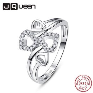 Kvinna Mode Smycken Hollow Out Natural CZ Stone Ring Crystal Heart Shaped Sterling Silver Gift Drop Band Rings