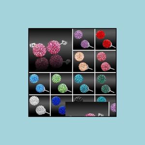 Stud Örhängen Smycken 30 Par / Lot 10mm Försäljning Rhinestone Mix Färger Vit Disco Boll Beads Clay Crystal Drop Leverans 2021 Pecrh