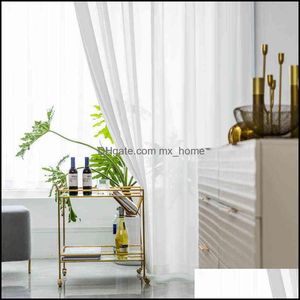 Tratamentos de janela de cortina home têxteis jardim branco te s para sala de estar decoração moderna chiffon sólido sheer voile cozinha j0727 drop d