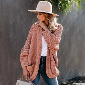 Fitshinling Batwing Sleeve Boho Örme Hırka Cepler Tatil Boy Kış Coat Büküm Gevşek Vintage Uzun Hırka Kadınlar 211103