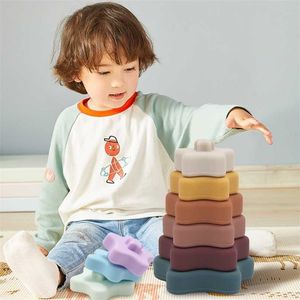 Arrivals BPA Free Safety Edible 3D Silicone Star Heart Rubber Teether Building Blocks Baby Educational Toys 211106