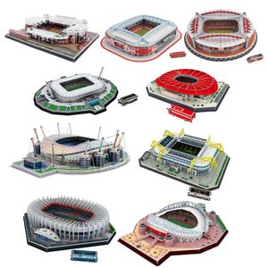 العمارة بلوك أولد ترافورد لكرة القدم لعبة ملعب نو كامب بناء ميلانو مكعبات صغيرة طوب تعليمي هدايا X0522