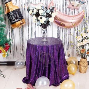 Mor Düğün Masa Örtüleri toptan satış-Masa Örtüsü Mor Pullu Masa Örtüsü Glitter Yuvarlak Düğün Doğum Günü Partisi Ev Dekorasyonu için Nakışlı Kapak