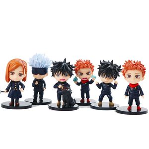 6Pcs 10CM Anime Jujutsu Kaisen Yuji Megumi Nobara Gojo Satoru Action Figure Toys Birthday Gift Movie Fans Collection X0522