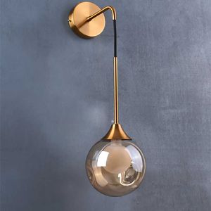 Modern LED Vägglampa Glasboll Guld Sconce Belysning Inomhus Vardagsrum Köksarmatur Bedside Decor Armatur Nordic Light 210724