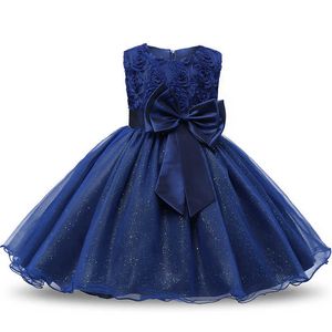 Vintage Blue Baby Girl Dress Baptism Dresses for Girls 1st Year Birthday Party Wedding Christening Baby Infant Clothing Bebes Q1223