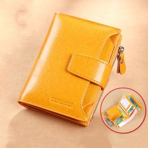 Fashion Ladies Wallet Genuine Leather Anti Theft Business Bag Folding Coin Purse Zipper Wallet for Women