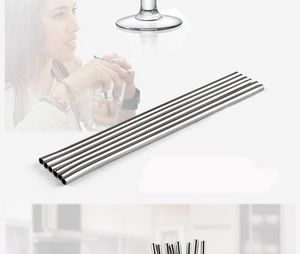 215MM length Durable 304 Stainless Steel Straight Drinking Straw Straws Metal Bar Family kitchen 100pcs DHL shipping