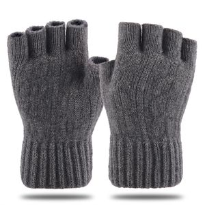 Outdoor reizen gebreide handschoenen unisex pure kleur houden warme half vinger handschoenen voor mannen vrouwen herfst winter mode mitten kasjmier 20211225 T2