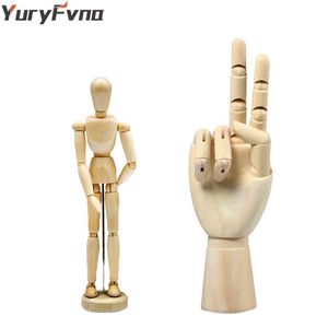 YuryFvna 2 pcs 5.5 Inch Wooden Human Mannequin 7 Drawing Manikin Hand Artist Model for Sketch 210804