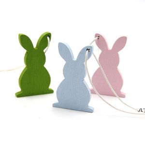 6PCS/Lot Mixed Hollow Easter Eggs Rabbit Decoration Wooden Pendant Hanging Ornament Hand Coloring Scrapbook Embellishments by sea ZZE11567