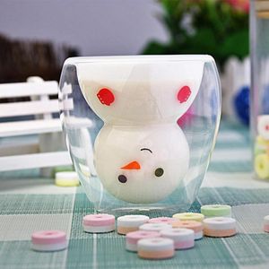 Wholesale snowman wine glasses for sale - Group buy Wine Glasses Double layer Water Cup Beautiful High Borosilicate Glass Creative Snowman Decor Coffee Mug Convenient Home Milk Cups Kids Gifts