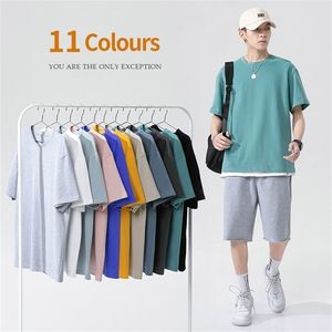 Summer Mens T Shirts Basic 100% Cotton Soft Short Sleeve Tops Tees Black White Gray Yellow 210716