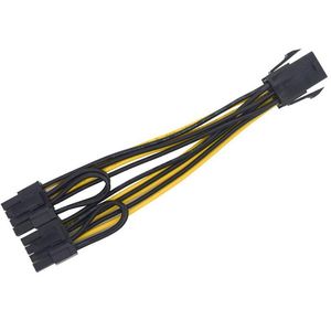 2021 Neue PCIe 6Pin zu Dual 8pin (6 + 2) y-Splitter-Adapter-Anschluss-Netzkabel aus 18AWG-Kabel für Grafikkarte