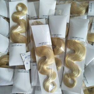 Nowa fala ciała przylotu ludzkie włosy wiązki rosyjskie dziewicze włosy blond kolor 613 splot 100 grams kawałek 3 lub 4 szt.