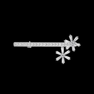 Mode Round Pearl Snowflake Flower Snow Garland Brosch Pin 925 Sterling Silver Paved Zircon Stone Women Wedding Smycken