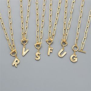 Personalisierte Gold anfängliche Halsketten für Frauen Mädchen Punk OT Schnalle Paperclip Link Kette Halskette Schmuck Geschenke