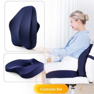 Pamięć Pianka Krzesło Biurowe Poduszki Ortopedyczne Poduszka Coccyx Support Waist Back Hip Seat Set Sets Pad 211203