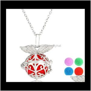 Wholesale angel wing essential oil diffuser necklace for sale - Group buy Necklaces Angel Wing Locket Necklace Engelsrufer Bola Pendant Aromatherapy Essential Oil Diffuser Hollow Cage Design Perfume Cgi1C Lvxs8