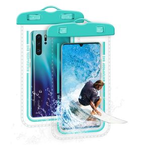 Universal Outdoor Waterproof Fodral Väskor för iPhone 12 Pro Max Samsung PVC Dykning Touch Skärm Stor transparent Simm Vattentålig