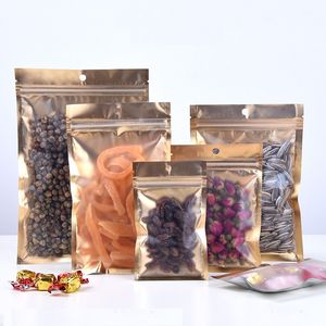 1000pcs/lot One Side Clear Plastic Self Seal Bag Gold Inlay Aluminum Foil Bag Coffee Herbal Tea Packaging Pouch Hot EDC Bag