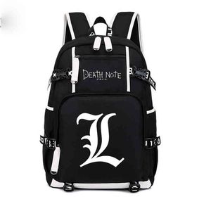 Anime Morte Nota USB Backpack School Bags Bookbag Homens Mulheres Travel Laptop Rucksack Crianças Knapsack Presente 220210