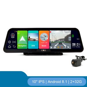 10 inç 4g Araba DVR Kamera ADAS Android Bluetooth Wifi GPS Navar Dikiz Aynası Çift Lens Otomatik Kayıt Şirketi Dash Cam Dash Kurulu