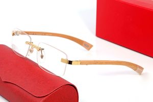 Occhiali da sole da donna retrò senza cornice occhiali da vista personalizzati luce anti-blu montatura colore aste in legno corno di bufalo Computer Eyewear occhiali da sole da uomo firmati