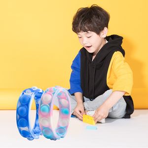 Pop fidget reliver stress leksaker regnbåge armband push bubbla antistress vuxen barn sensory leksak för att lindra autism armband oss ​​fedex gratis