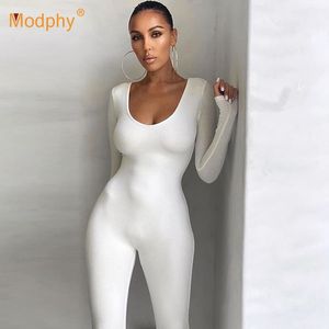 Spring Solid Stretchy Bodycon Jumpsuits Women Autumn Slim Casual Skinny Streetwear Sporty Work Out Bodysuit 210527