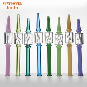 Smoking Pipe Colored Glass Filter Tips Round Mouth for Dry Herb nectar collect straw kits Length 190mm Bong Accessory