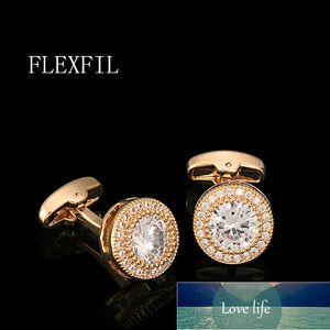 FLEXFIL Luxury shirt cufflinks for men's Brand cuff buttons cuff links gemelos High Quality crystal wedding abotoaduras Jewelry Factory price expert design
