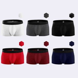 4PCS / Lot Male Panties Bomull Mäns Underkläder Boxers Andningsbar Man Boxer Solid Underbyxor Bekväma Shorts Underkläder H1214