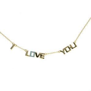 Valentines Gift Jewelry Fine Sterling Silver Initial Letter Charm I LOVE YOU Lover Fashion Necklace For Girlfriend Chains