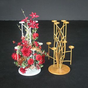 Stearinljushållare europeiska smidesjärn ljusstake blomma symfoni rekvisita scen bröllop dekoration bord