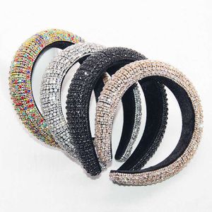 Wholesale Shiny Rhinestones Padded Hair Accessories Headbands For Women Crystal Hairbands Hair Bands Baroque Headband 12 Pcs/Lot X0722