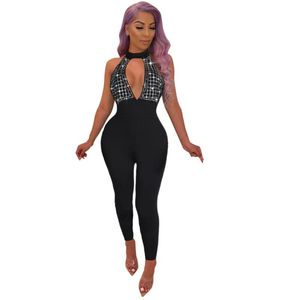 Women's Jumpsuits & Rompers Summer 2021 Rumpers For Women Fashion Slim Diamond Solid Color Chest-wrapped Nightclub Jumpsuit Ropa Sexy Mujer