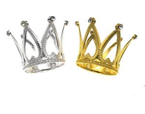 New Candle Holders Crown Cake Topper Vintage Tiara Toppers Baby Shower Birthday Decoration Guld Silver Små Ewe7672