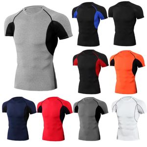 Sıkı Hoodies toptan satış-Erkek Hoodies Tişörtü Erkekler MMA Termal İç D Sıkıştırma Kısa Kollu T Shirt Fitness Sıkı Vücut Geliştirme Giyim
