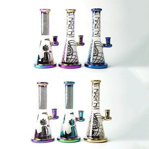 9インチシャワーヘッドPerc Hookahsガラスボンズレインボーカラフルな14mm女性ジョイント水パイプ小ボンフレアのマウスピースオイルDABリグストレートチューブ