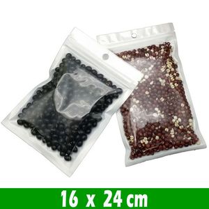 500 sztuk 16 * 24 cm Transparent White Pearl Plastic Poly Torby Resealable Packing Zipper Pakiety detaliczne PCV Torba na ubrania Biżuteria Food Hang Hole Package