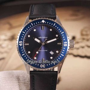 Relógios Homens de Luxo Marca Cinqüenta Fatcudes 50 Fathoms 5000-0240-O52A Azul Dial Automático Mens Assista Aço Azul Nylon / Couro Strap Gents Discount