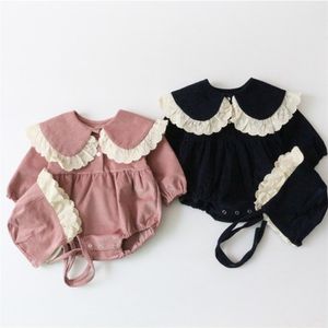 Outono bebê meninas romper de alta qualidade bonito crochet s toddler marca infantil linda coorduroy roupas 211101