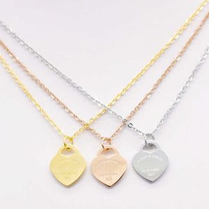 New Style Stainless Steel Fashion T Necklace Jewelry Heart-Shaped Pendant Love Necklaces For Women's Party Wedding Gifts Tifffany