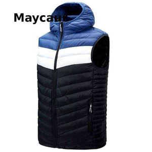 Cotton Vest Men's Autumn And Winter For Hooded Jacket Stitching Thin New Waistcoat Youth Large Size Y1103